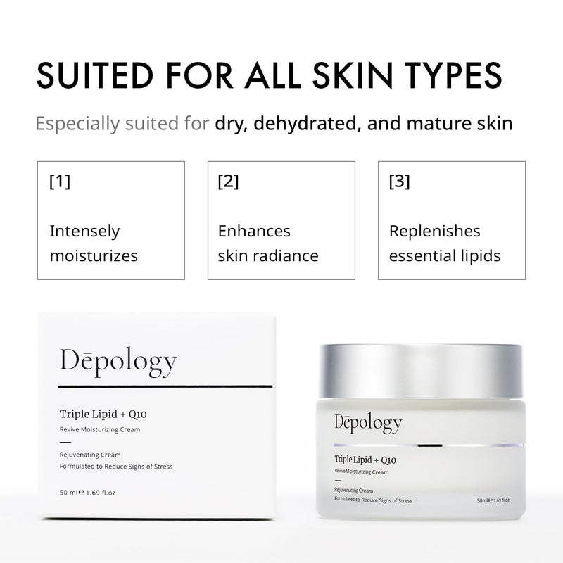 depology Triple Lipid+Q10 Facial Moisturizer | Daily Face Cream with Ceramides and Niacinamide for All Skin Types | Hydrating Face Moisturizer Targets Signs of Skin Stress | 1.69 fl oz - Image 5