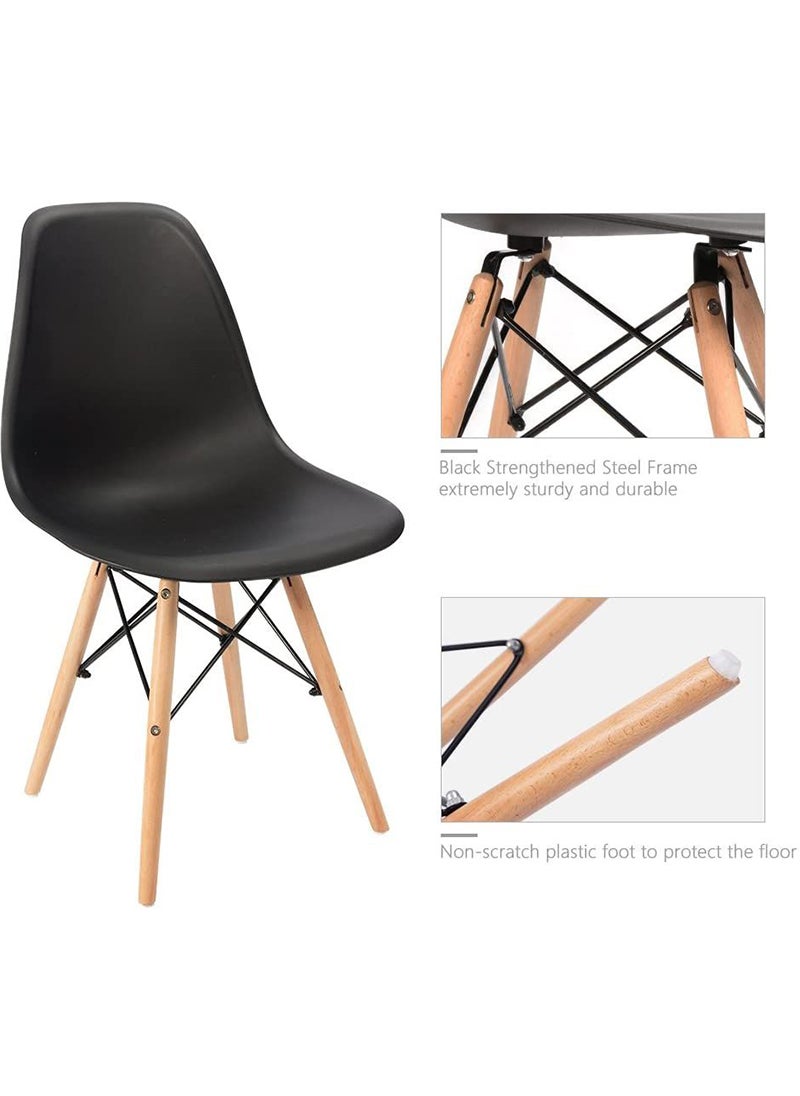 Mahmayi Mahmayi TJ HYT08 60DIA Black Round Table with Quad Leg base and Ultimate Eames Style DSW Dining Chair Set of 2 - Combo  - Image 4