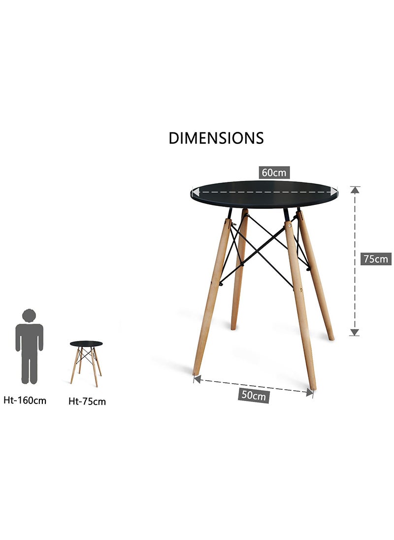 Mahmayi Mahmayi TJ HYT08 60DIA Black Round Table with Quad Leg base and Ultimate Eames Style DSW Dining Chair Set of 2 - Combo  - Image 3