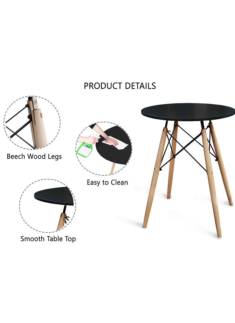 Mahmayi Mahmayi TJ HYT08 60DIA Black Round Table with Quad Leg base and Ultimate Eames Style DSW Dining Chair Set of 2 - Combo  - Image 2