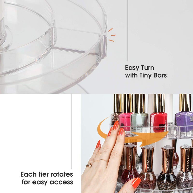 J JACKCUBE DESIGN Acrylic Rotating Nail Polish Display Stand Spinning Rack Holds 115 - 195 Bottles, 5 Tier Storage Holder Organizer for Nail Polish, Makeup, Essential Oil and more- MK548A - Image 5