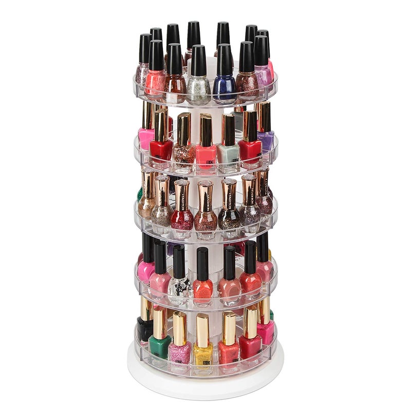 J JACKCUBE DESIGN Acrylic Rotating Nail Polish Display Stand Spinning Rack Holds 115 - 195 Bottles, 5 Tier Storage Holder Organizer for Nail Polish, Makeup, Essential Oil and more- MK548A - Image 1
