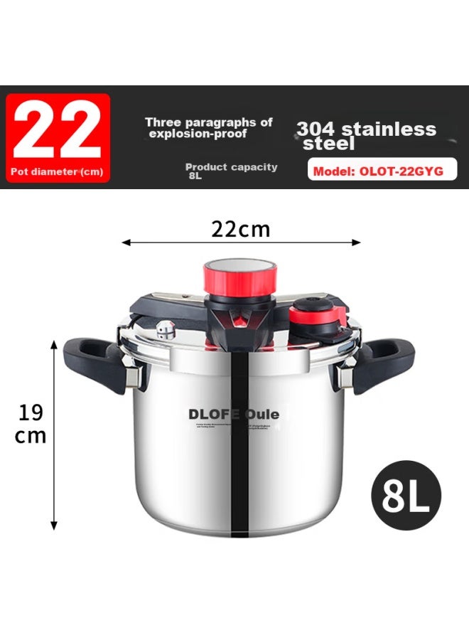 Olofe Pressure Cooker, Gas And Induction Compatible, 304 Stainless Steel, 8l, Baoshikang European-style -proof, Deep, One-handed Opening And Closing High Pressure Cooker - Image 2