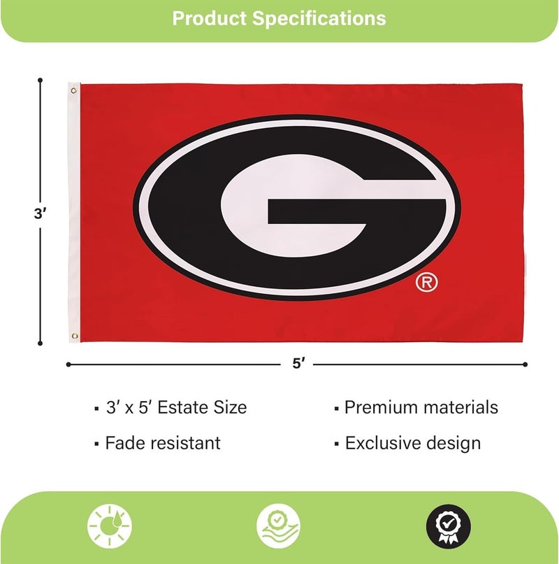 BSI NCAA Georgia Bulldogs G Logo 3x5 Foot Flag with Grommets - Image 3