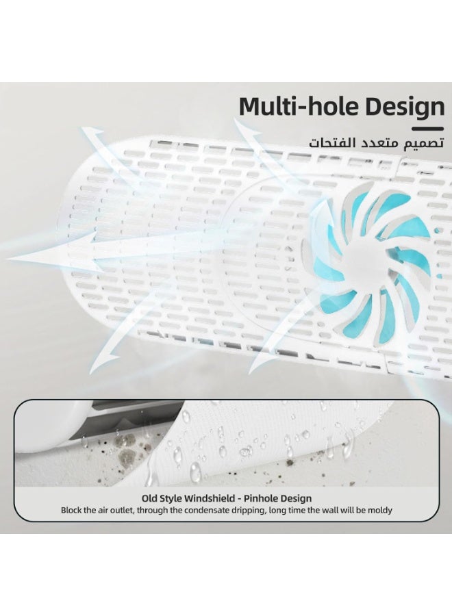 Beauenty Retractable Air Conditioner Deflector, Air Conditioner Windshield with Fan Blades, Split AC Adjustable Flow Deflector, Wall-Mounted Universal, 63-95cm, Blue - Image 2