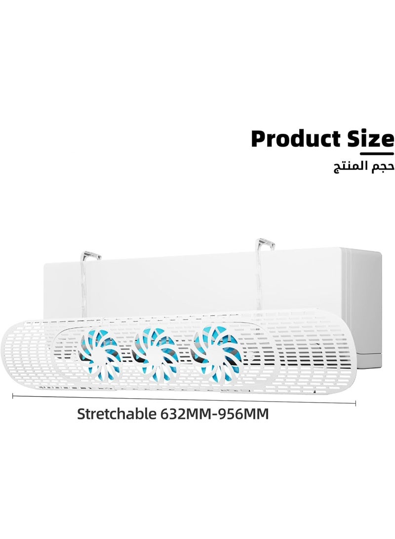 Beauenty Retractable Air Conditioner Deflector, Air Conditioner Windshield with Fan Blades, Split AC Adjustable Flow Deflector, Wall-Mounted Universal, 63-95cm, Blue - Image 5