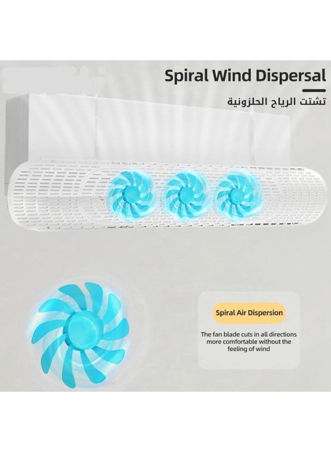 Beauenty Retractable Air Conditioner Deflector, Air Conditioner Windshield with Fan Blades, Split AC Adjustable Flow Deflector, Wall-Mounted Universal, 63-95cm, Blue - Image 3