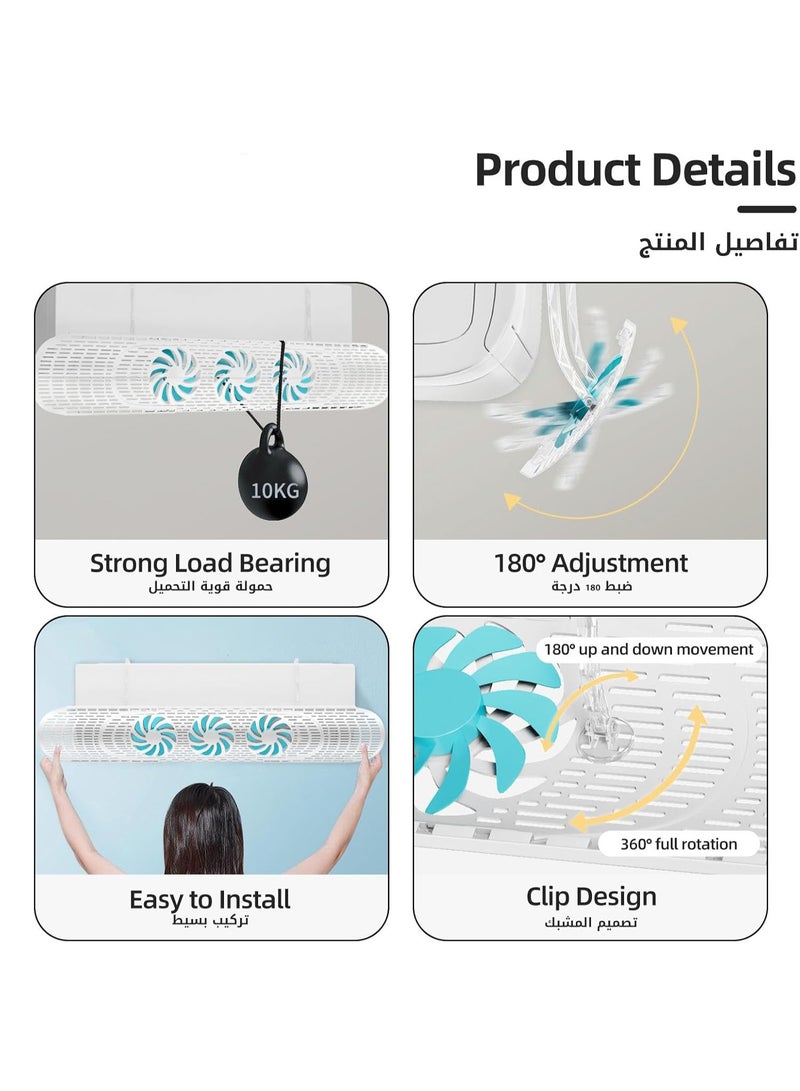 Beauenty Retractable Air Conditioner Deflector, Air Conditioner Windshield with Fan Blades, Split AC Adjustable Flow Deflector, Wall-Mounted Universal, 63-95cm, Blue - Image 4