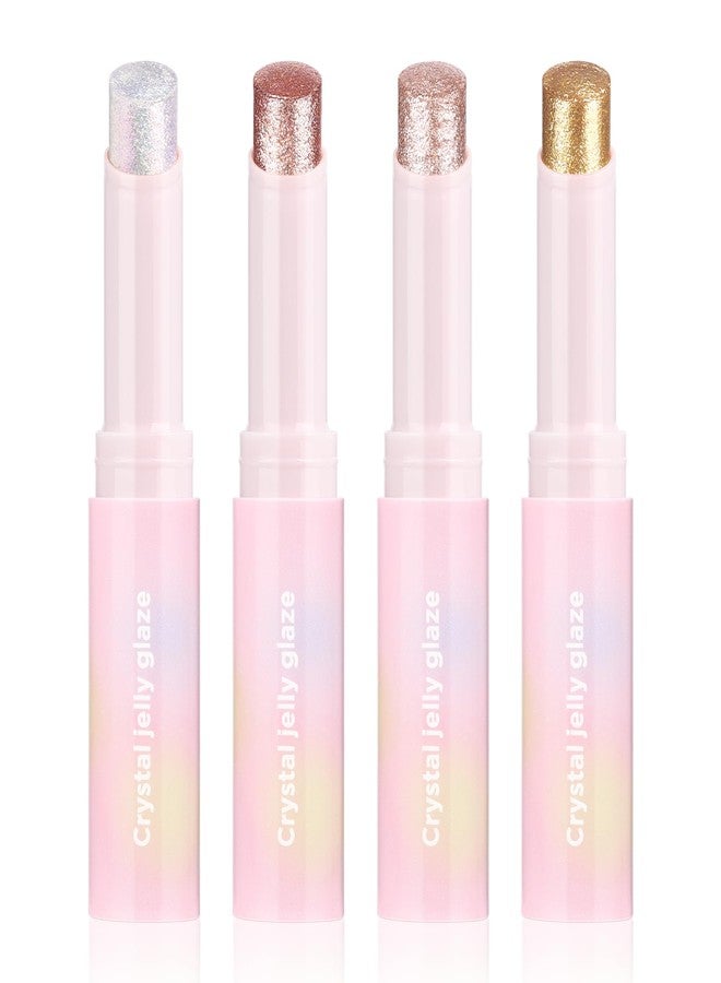 Hegafoo Crystal Hydrating Jelly Stick Eyeshadow Stick, Glitter Makeup Jelly Shimmer Eye Shadow Crayon, Lightweight Eye Brightener Makeup Glitter Eye Shadow (Multicolor, 4 colors) - Image 1