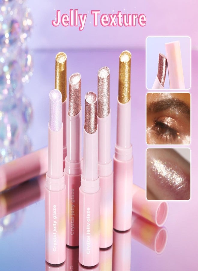 Hegafoo Crystal Hydrating Jelly Stick Eyeshadow Stick, Glitter Makeup Jelly Shimmer Eye Shadow Crayon, Lightweight Eye Brightener Makeup Glitter Eye Shadow (Multicolor, 4 colors) - Image 2