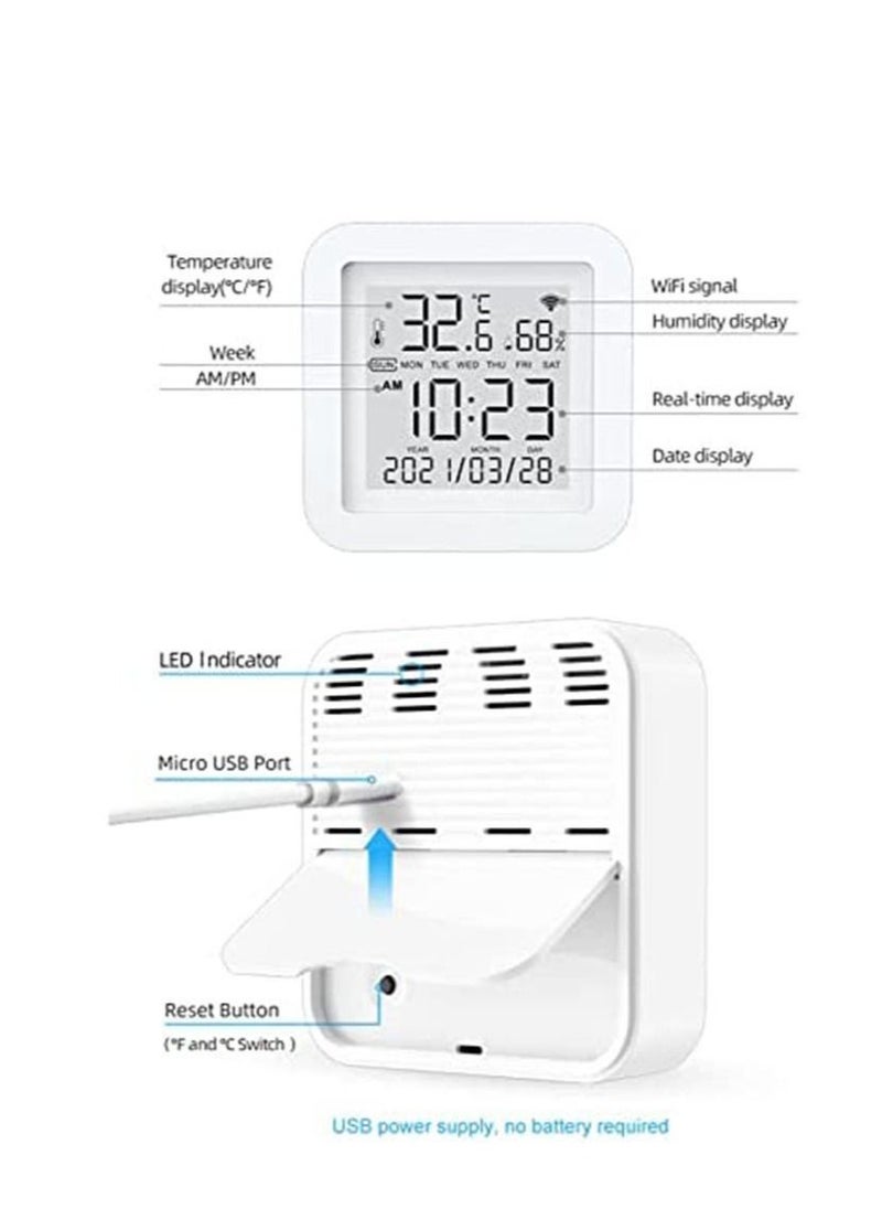 Generic - Hygrometer,WiFi Temperature and Humidity Sensor,Large LCD Display,Smart Wireless Digital Indoor Hygrometer Thermometer with Remote App Alerts, for Home Pet Garage Cropper Greenhouse - Image 1