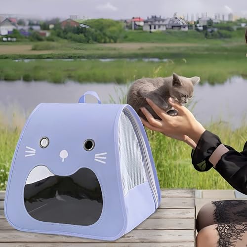 Schmick Pet Carrier Backpack for Cats & Small Dogs – Foldable Travel Bag with Cute Face Design | Portable Cat House | Comfortable & Breathable (Purple) - Image 4