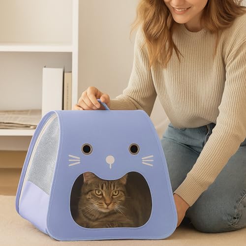 Schmick Pet Carrier Backpack for Cats & Small Dogs – Foldable Travel Bag with Cute Face Design | Portable Cat House | Comfortable & Breathable (Purple) - Image 3