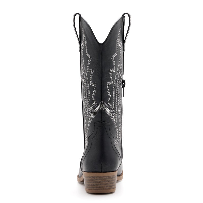 vodvob Kids Western Boots Embroidered Cowgirl Cowboy Boots Boys Girls Mid Calf Round Toe Riding Shoes Little Kid/Big Kid - Image 4