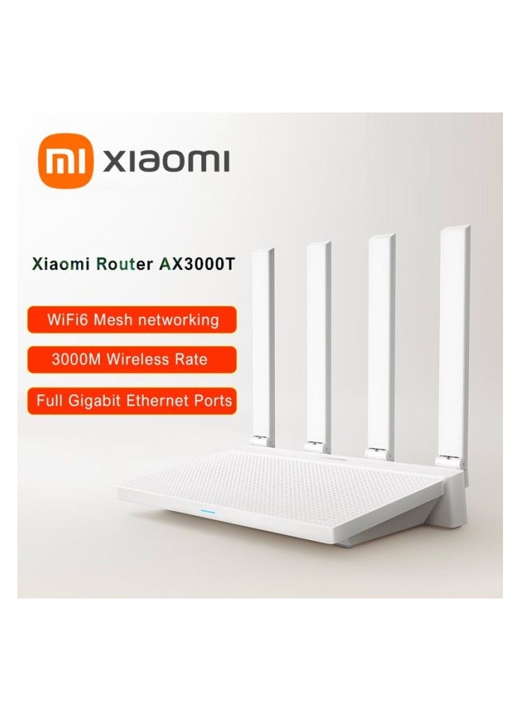 شاومي راوتر AX3000T | واي فاي 6، سرعة لاسلكية 3000 ميجابت في الثانية | معالج ثنائي النواة 12 نانومتر بسرعة 1.3 جيجا هرتز | نفك | البث التلفزيوني عبر الانترنت الأبيض - Image 1