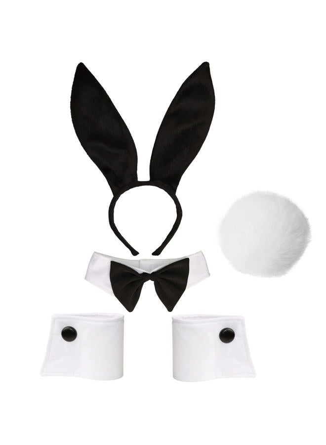 Feacole Bunny Costume Set - Rabbit Ears Headband, Bow Tie, Cuff and Tail Accessories Kit, Black, One size, womens - Image 1
