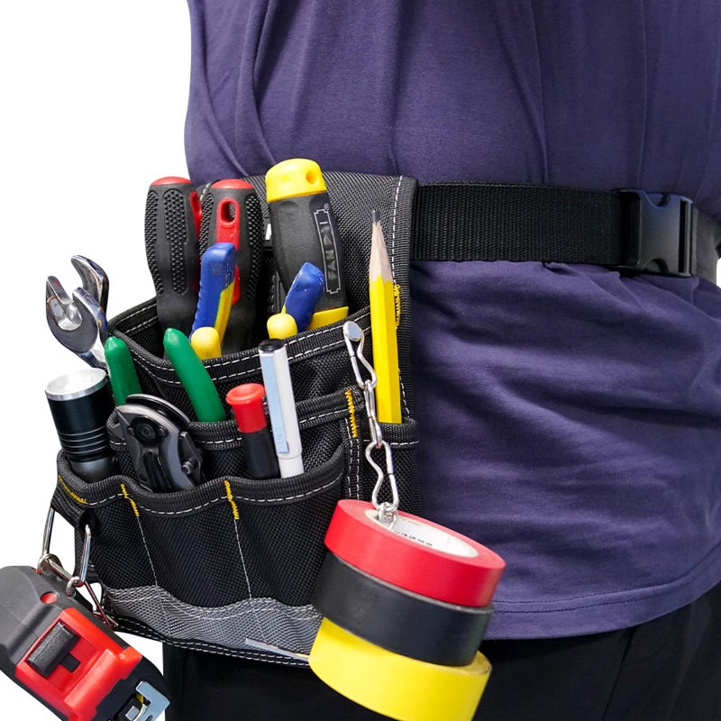 KUNN Electrician Tool Pouch,1680D Durable Tool Pouches with Belt Clip,Small Professional Electrician Pouch for Maintenance Tradesman,Grey - Image 2