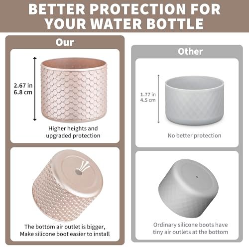 Diumepo Silicone Boot for Owala Water Bottle 24 oz, Anti-Slip Protective Sleeve for Owala Twist,FreeSip and Flip Stainless Steel Water Bottle,BPA Free (Rose Gold) - Image 4