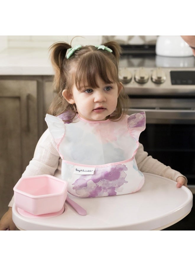 Tiny Twinkle Mess Proof Baby Bib - Waterproof & Lightweight Baby-Led Weaning Apron | 100% Recycled Polyester, Easy Clean & Machine Washable (Cotton Candy, Small 6-24 Months) - Image 4