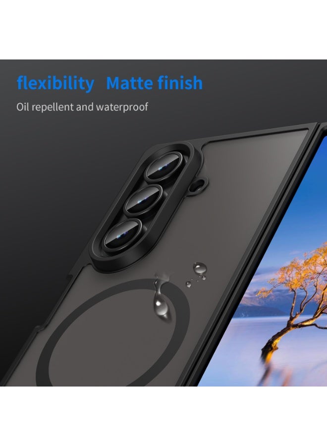 CHEROSIN Magnetic Matte Texture Phone Case for Samsung Galaxy Z Fold 7 Semi Transparent Frosted Shockproof Case Oil Repellent and Waterproof Phone Cover - Image 5