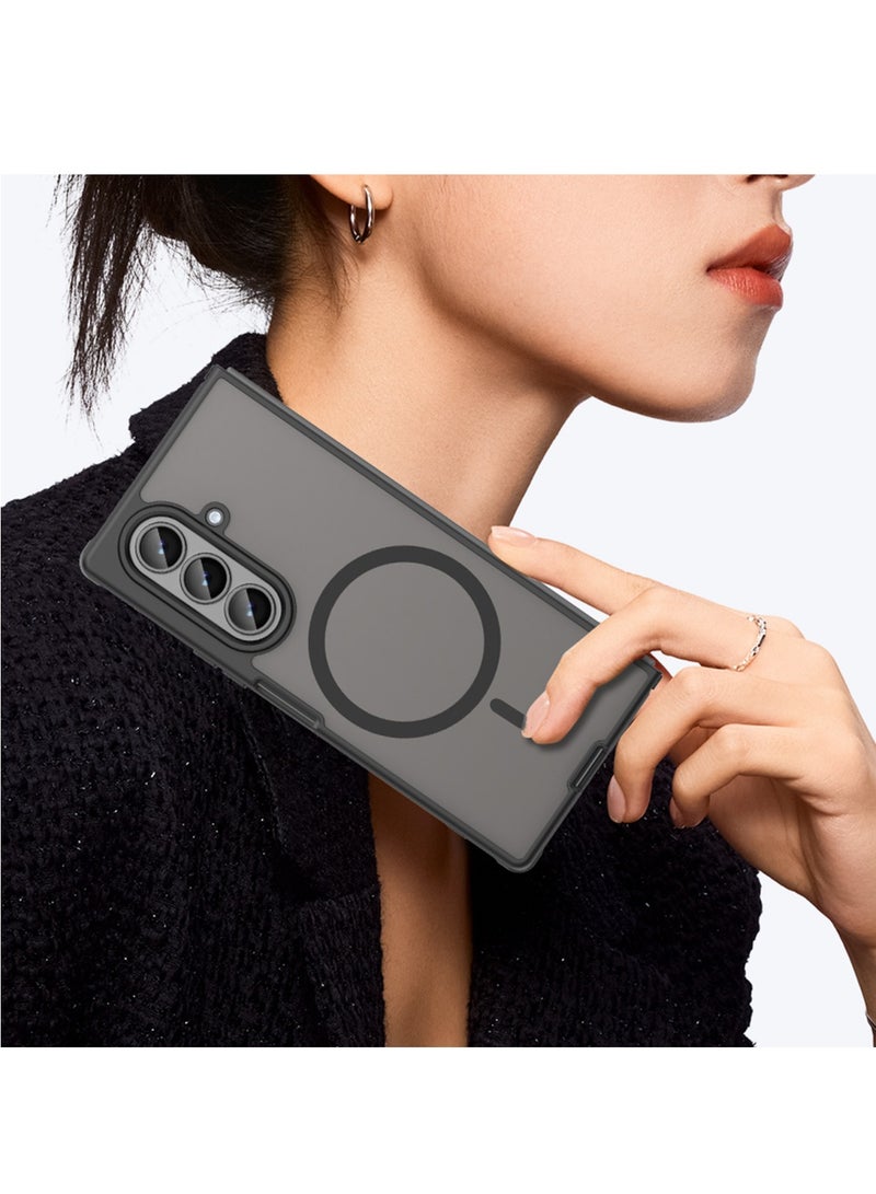 CHEROSIN Magnetic Matte Texture Phone Case for Samsung Galaxy Z Fold 7 Semi Transparent Frosted Shockproof Case Oil Repellent and Waterproof Phone Cover - Image 2