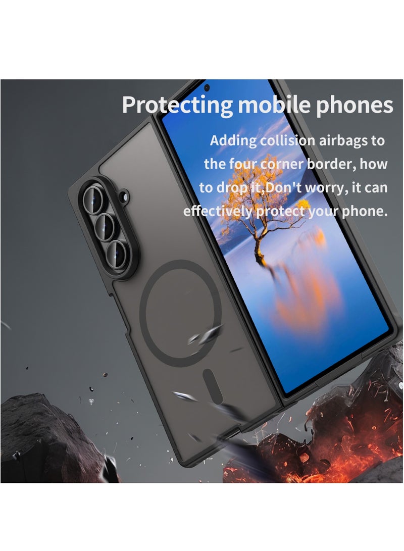 CHEROSIN Magnetic Matte Texture Phone Case for Samsung Galaxy Z Fold 7 Semi Transparent Frosted Shockproof Case Oil Repellent and Waterproof Phone Cover - Image 3