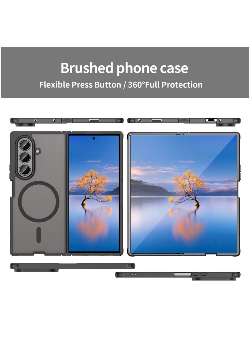 CHEROSIN Magnetic Matte Texture Phone Case for Samsung Galaxy Z Fold 7 Semi Transparent Frosted Shockproof Case Oil Repellent and Waterproof Phone Cover - Image 4
