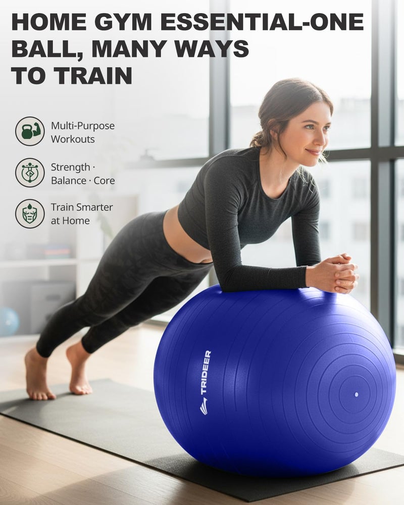 Trideer Yoga Ball for Exercise, Pregnancy & Birthing, 5 Sizes Exercise Ball for Physical Therapy, Stability, Fitness, Quick Pump Included - Image 3