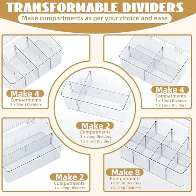 HIKKY 2Pcs Tea Bag Organizer Clear Bag Holder With Lid 8 Sections Stackable Tea Storage Packets Divided Storage Bin Box Container For Kitchen Cabinet Pantry Countertop - Image 3
