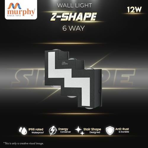 Murphy 12W Aluminium Led Luxurious Indoor & Outdoor Step Type Up/Down Wall Light Warm White, Shockproof & Rustproof Alluminium Body (3 Up & 3 Down Step), Pack of 10 (with 2 Years Warranty) - Image 2