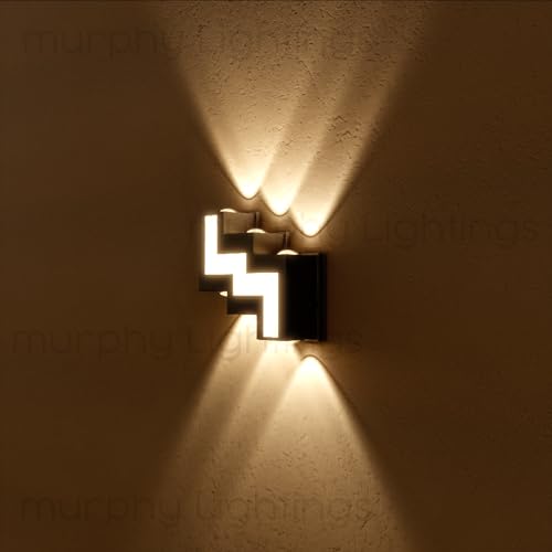 Murphy 12W Aluminium Led Luxurious Indoor & Outdoor Step Type Up/Down Wall Light Warm White, Shockproof & Rustproof Alluminium Body (3 Up & 3 Down Step), Pack of 10 (with 2 Years Warranty) - Image 1