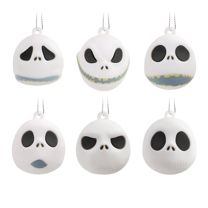 Hallmark Disney Tim Burton's The Nightmare Before Christmas Jack Skellington Heads Mini Christmas Ornaments  Shatterproof  Set of 6 - Image 1