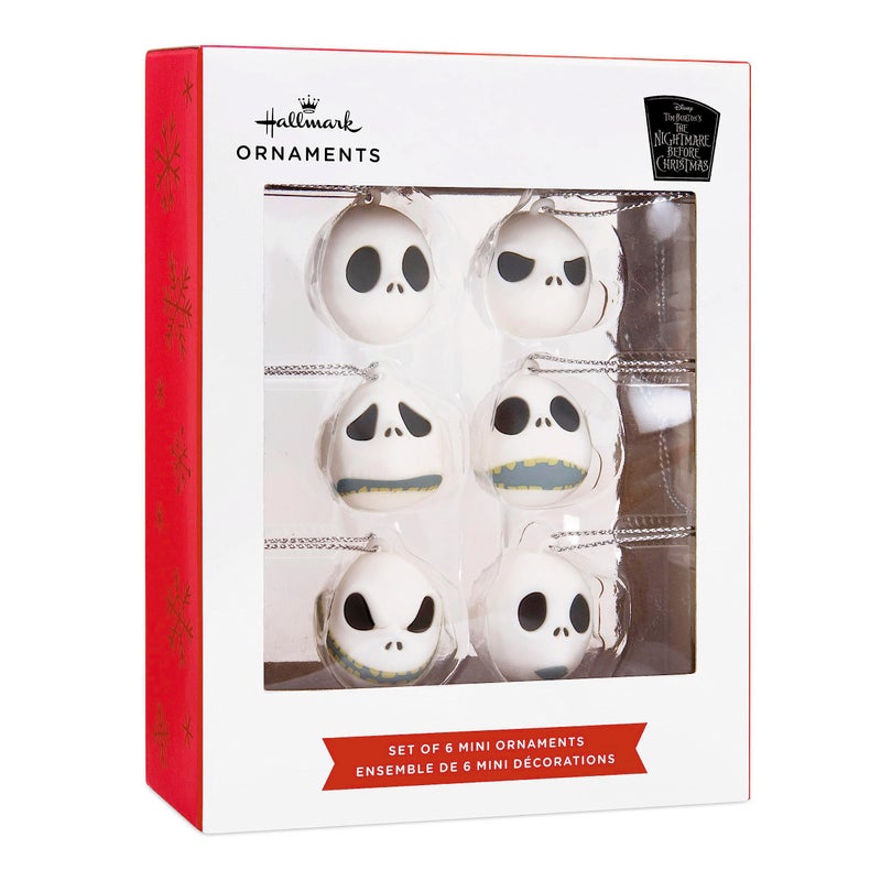 Hallmark Disney Tim Burton's The Nightmare Before Christmas Jack Skellington Heads Mini Christmas Ornaments  Shatterproof  Set of 6 - Image 3
