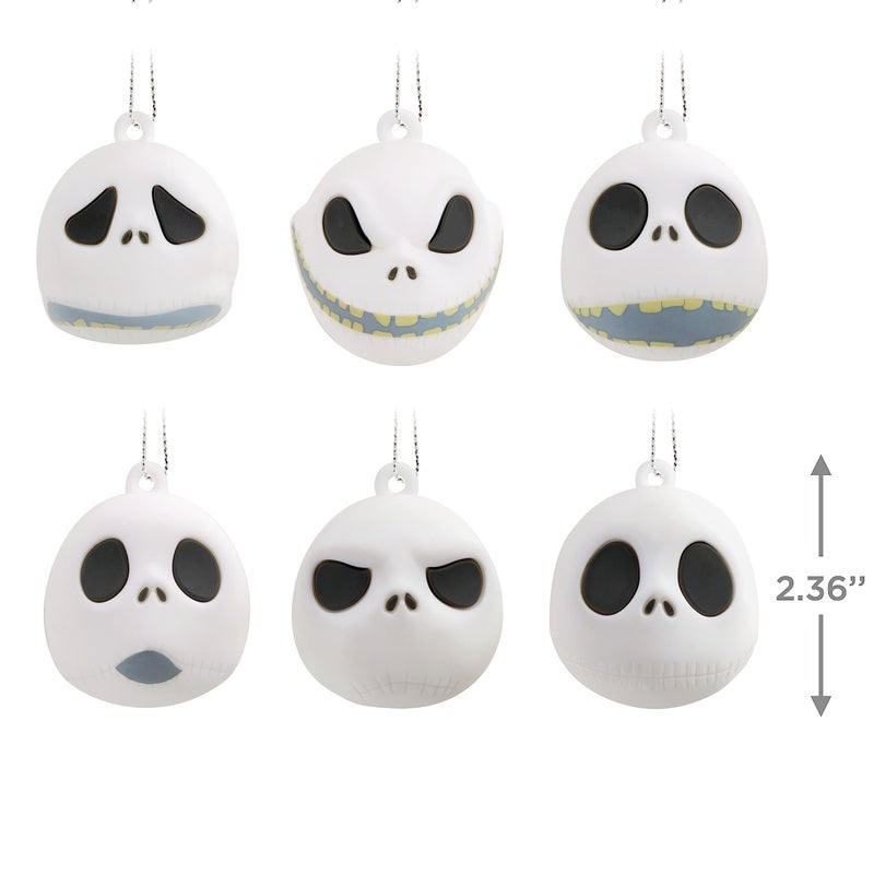 Hallmark Disney Tim Burton's The Nightmare Before Christmas Jack Skellington Heads Mini Christmas Ornaments  Shatterproof  Set of 6 - Image 5