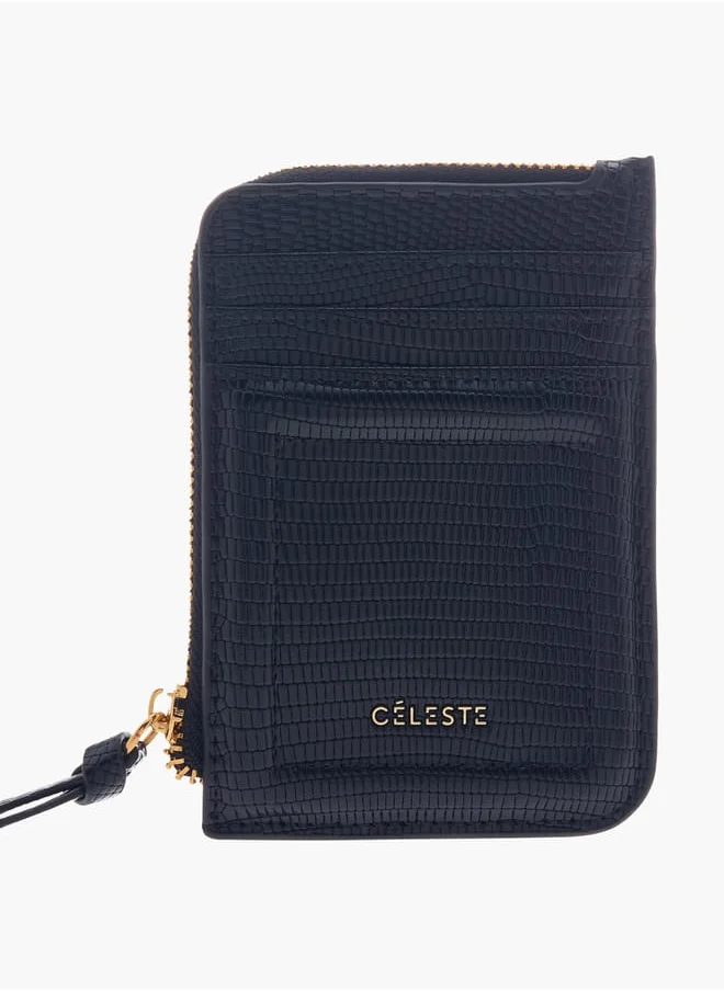 Celeste Women Textured Wallet with Zip Closure