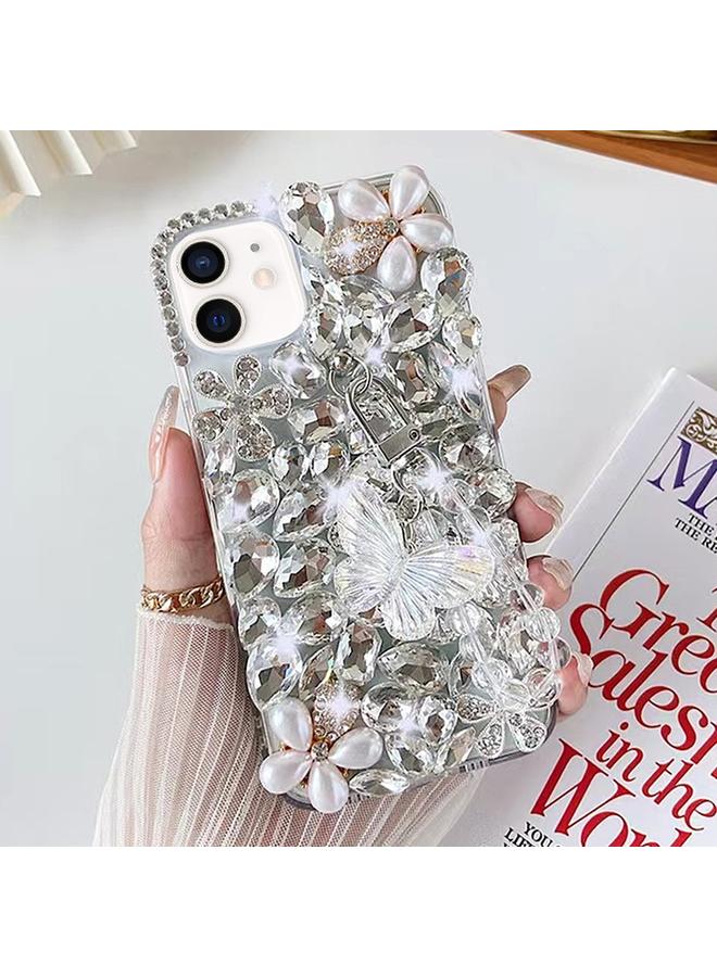 زبون جراب لهاتف iPhone 12 مصنوع يدويًا من مادة الماس المرصعة بالفراشات - Image 1