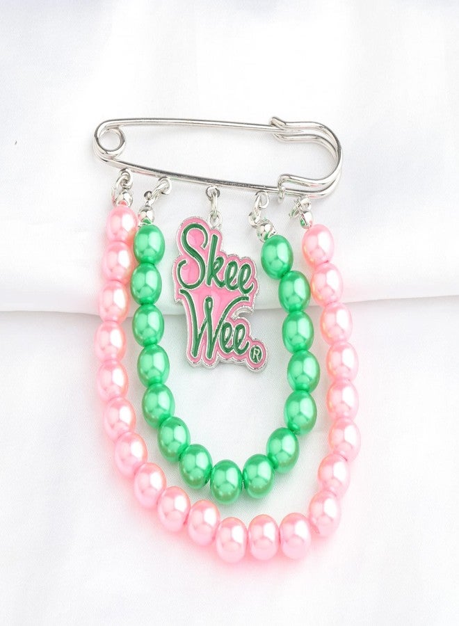 MYOSPARK Sorority Jewelry Pink and Green Sorority Brooch Pin Gift Sorority Bracelet for Women Greek Sorority Paraphernalia Gift (S-Weer Pin) - Image 2
