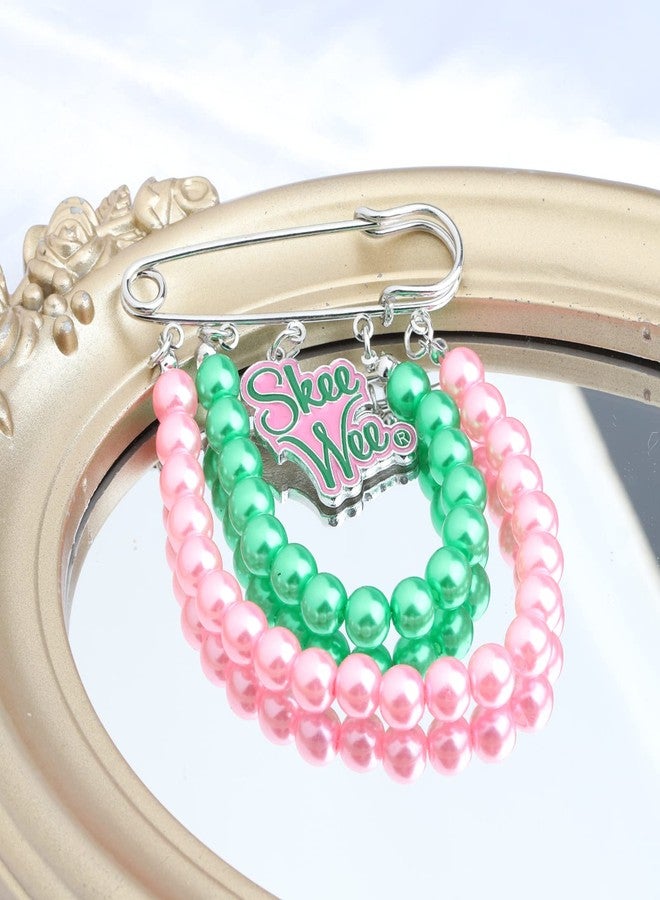 MYOSPARK Sorority Jewelry Pink and Green Sorority Brooch Pin Gift Sorority Bracelet for Women Greek Sorority Paraphernalia Gift (S-Weer Pin) - Image 4