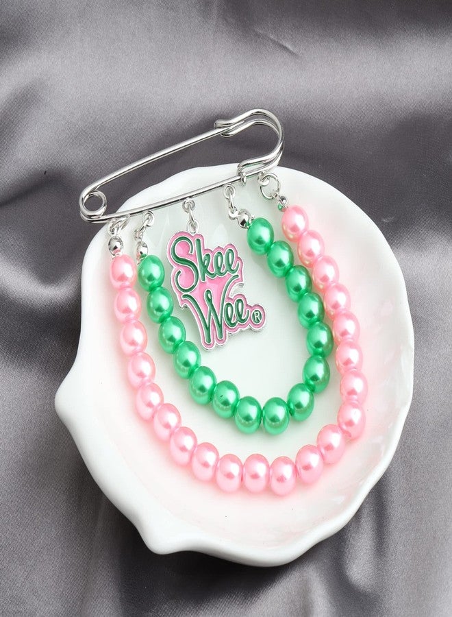 MYOSPARK Sorority Jewelry Pink and Green Sorority Brooch Pin Gift Sorority Bracelet for Women Greek Sorority Paraphernalia Gift (S-Weer Pin) - Image 3