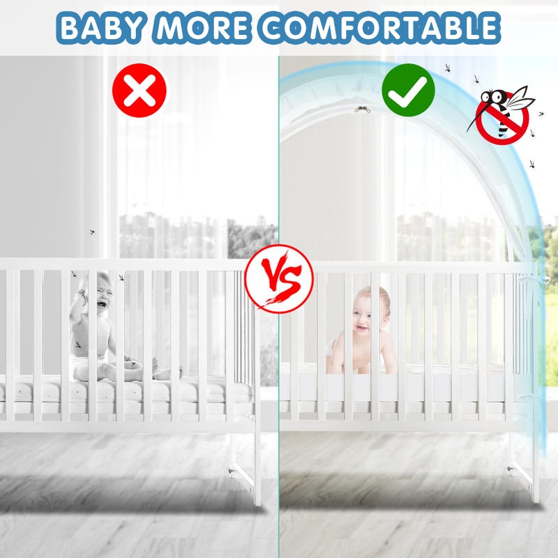 Zkaitoy Crib Tent - Crib Net to Keep Baby in, Stop Baby from Climbing Out of Crib, Pop Up Baby Crib Tent with Double Zip Strong Rods and Breathable Net Clear Visibility Easy to Install (White, Large) - Image 5