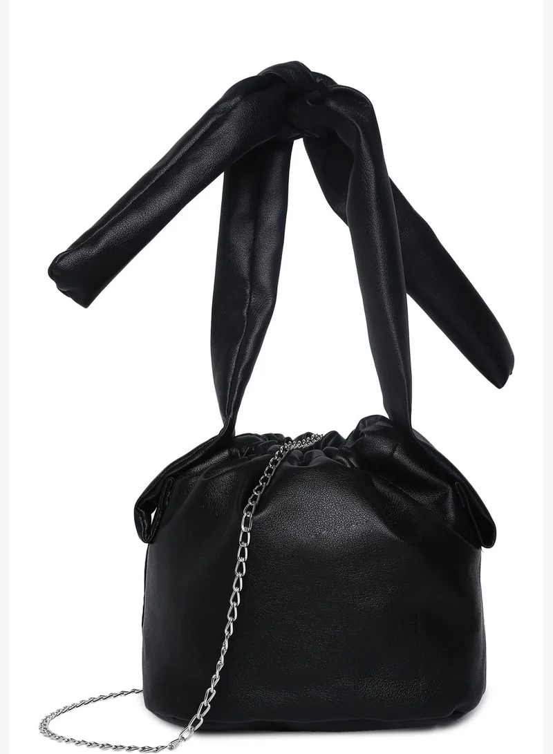 Haute Sauce Solid Bucket Hand Bag with Drawstring