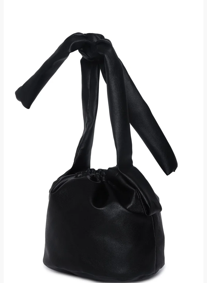 Haute Sauce Solid Bucket Hand Bag with Drawstring