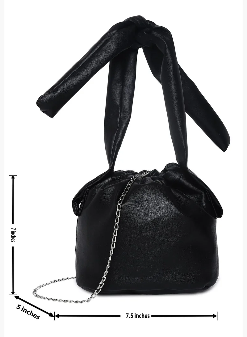 Haute Sauce Solid Bucket Hand Bag with Drawstring