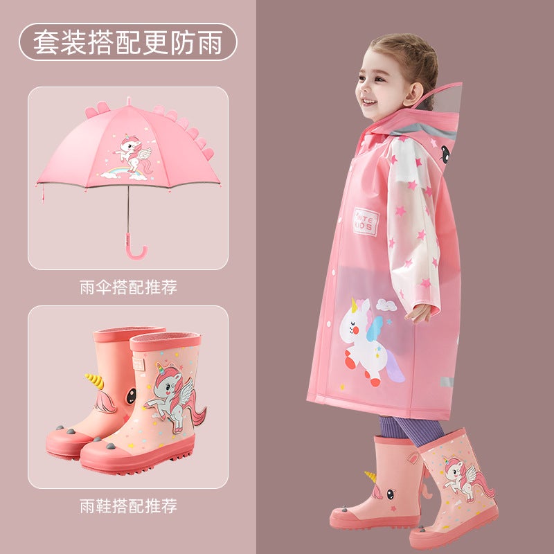 Children'S Raincoat Primary School Students Go To School Boys And Girls Kindergarten Baby Middle And Older Children Summer Cartoon Poncho - Image 3