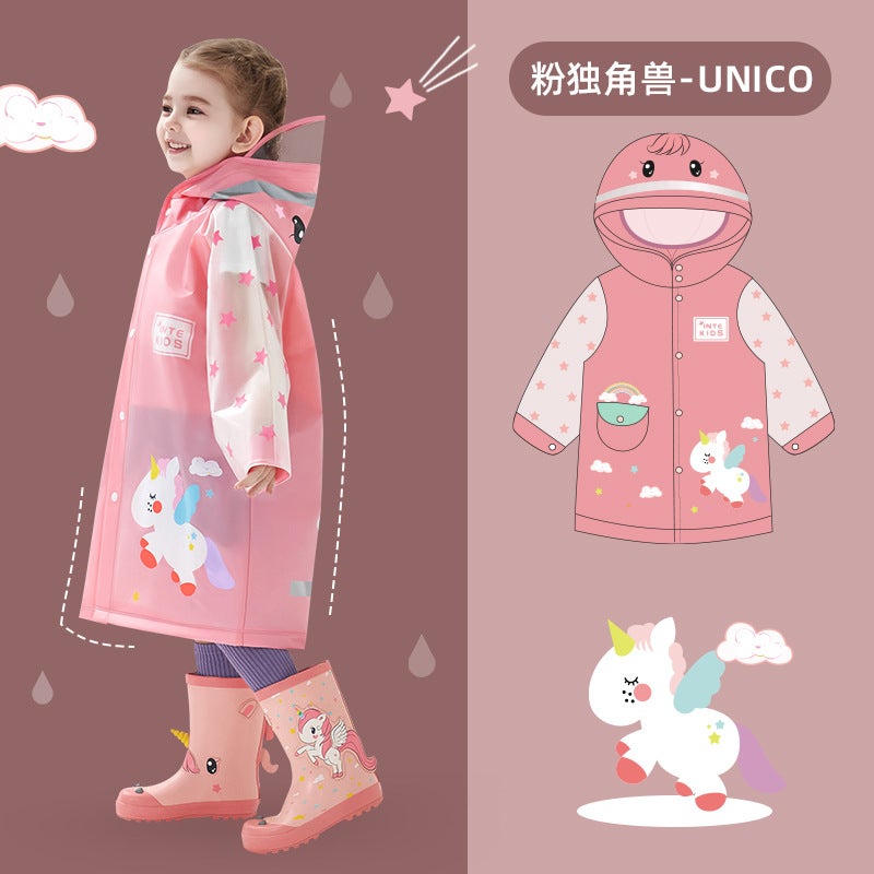 Children'S Raincoat Primary School Students Go To School Boys And Girls Kindergarten Baby Middle And Older Children Summer Cartoon Poncho - Image 1