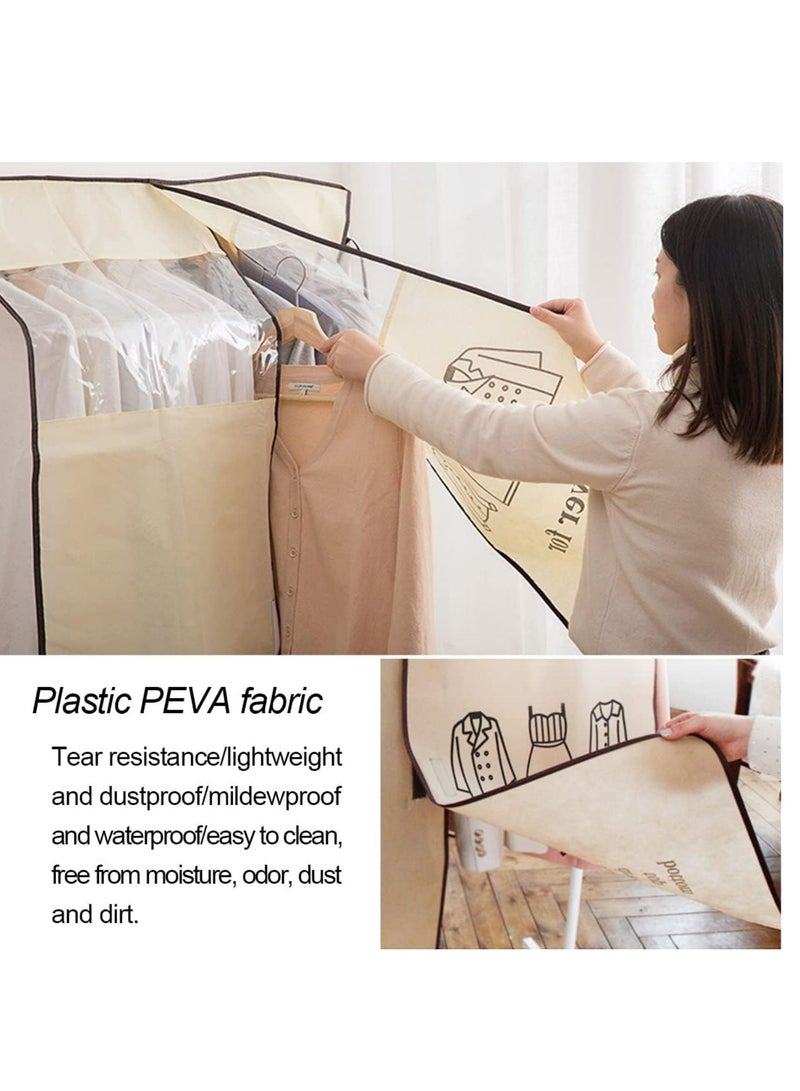 Zikra 2PCS Garment Covers Cover Clothes Rack Dustproof Clothes Covers Protection Against Moisture Clothes Cover Clear Breathable Waterproof Garment Covers with Magic Tape  (90 √ó110cm, Style 02-Black+Beige) - Image 3