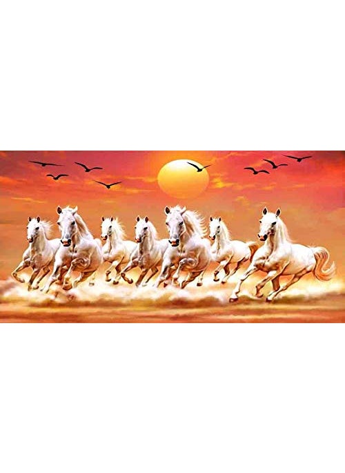 British Terminal British Terminal Vastu Seven Lucky Running Horses Fully Waterproof Large Size Vinyl Sticker Poster 20 inch X 40 inch 20wpwl981 