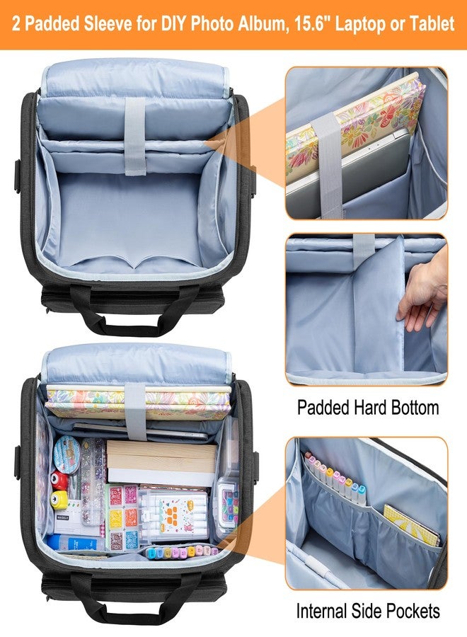 Trunab Rolling Scrapbook Tote Craft Organizers and Storage with Wheels, Craft Bag for 12 X 12 inch Scrapbook Album and Laptop, for Women - Image 2