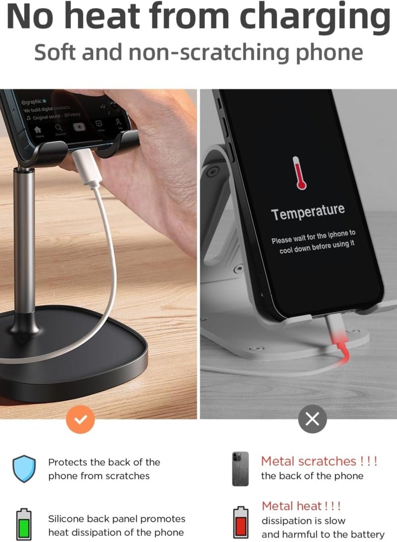General Cell Phone Stand Adjustable Phone Holer for Desk, Home Office Aesthetic Desk Accessories for iPhone 15 Stand Essentials Fits All Mobile Phones, iPhone, Switch, Kindle, iPads, Tablet 4-10in  - Image 4