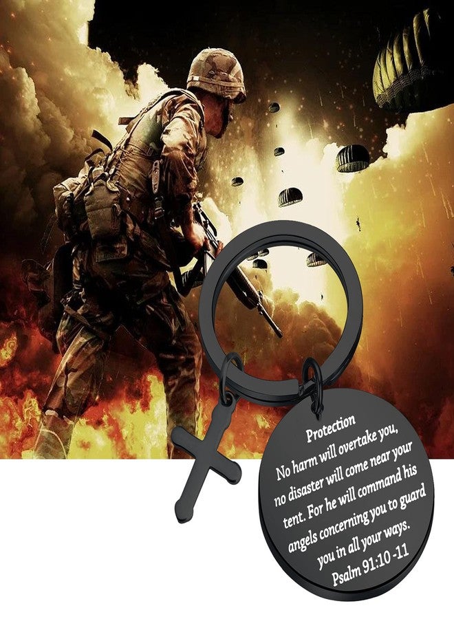 bobauna Bible Verse Keychain Psalm 91 No Harm Will Overtake You No Disaster Will Come Near Your Tent Religious Jewelry Christian Gift (protection Psalm 91:10-11 keychain black) - Image 5